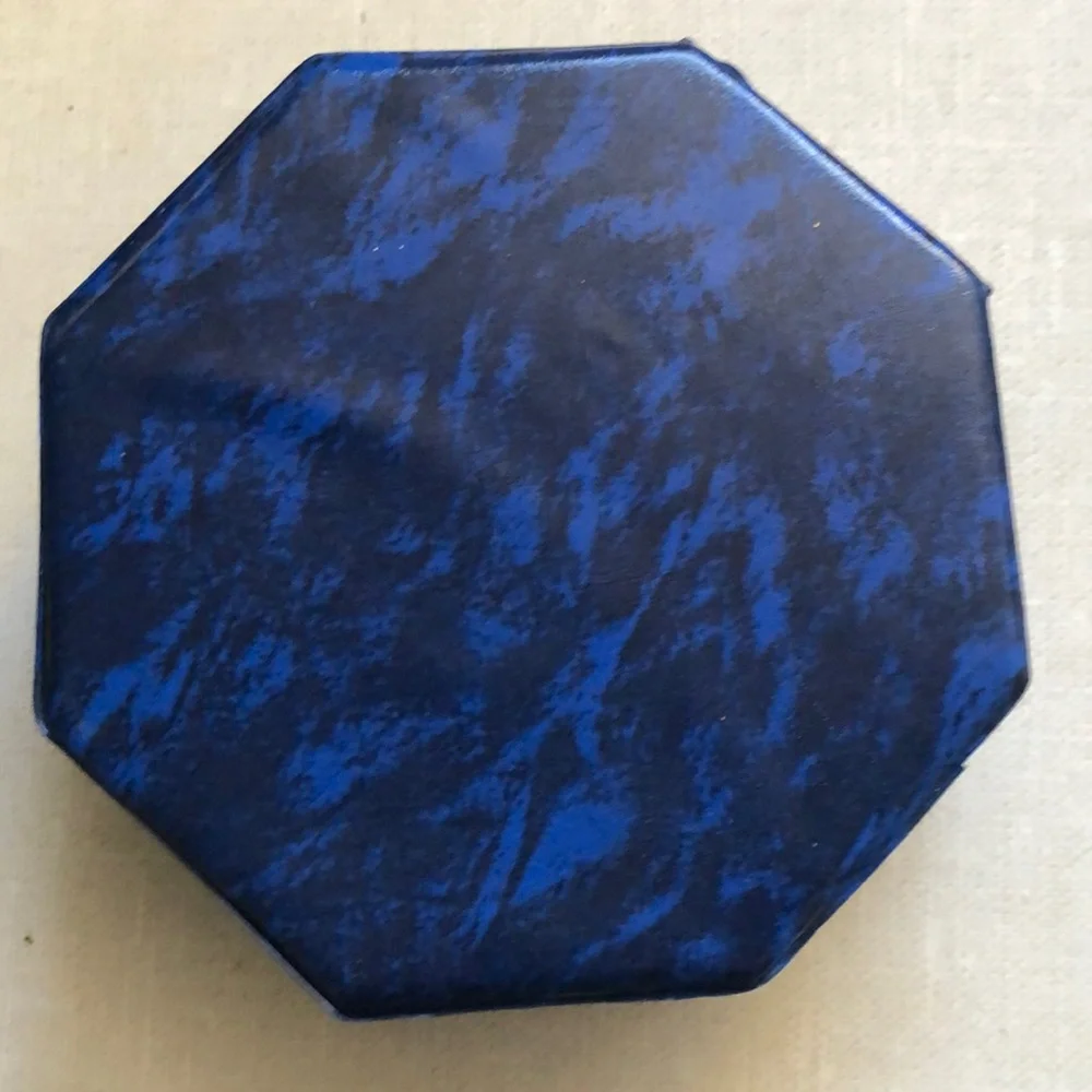 Octagon Shape Vinyl‎ VINTAGE Jewelry case with mirror Tapestry front